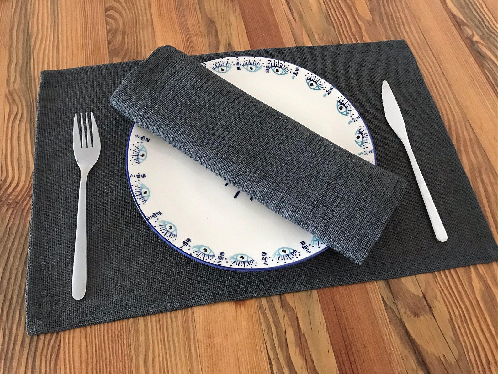 Natural Placemat Grey Placemat Dining Table Mat New Home Etsy UK