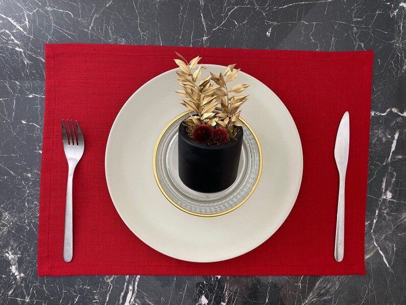 Fabric Placemat Red Placemat Modern Placemats Washable Etsy