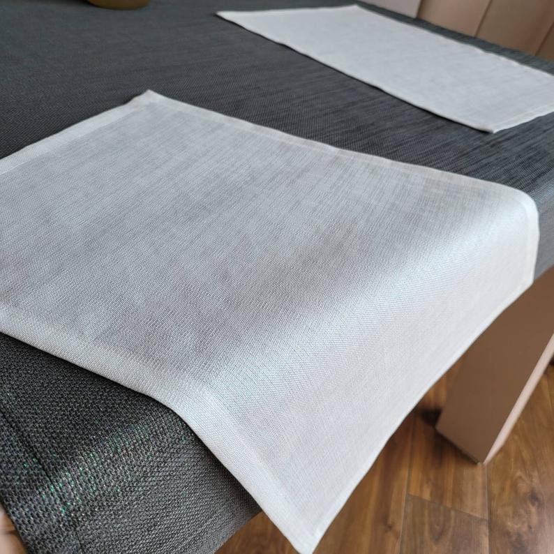 Grey Tablecloth 4 White Placemats White Placemats White Etsy