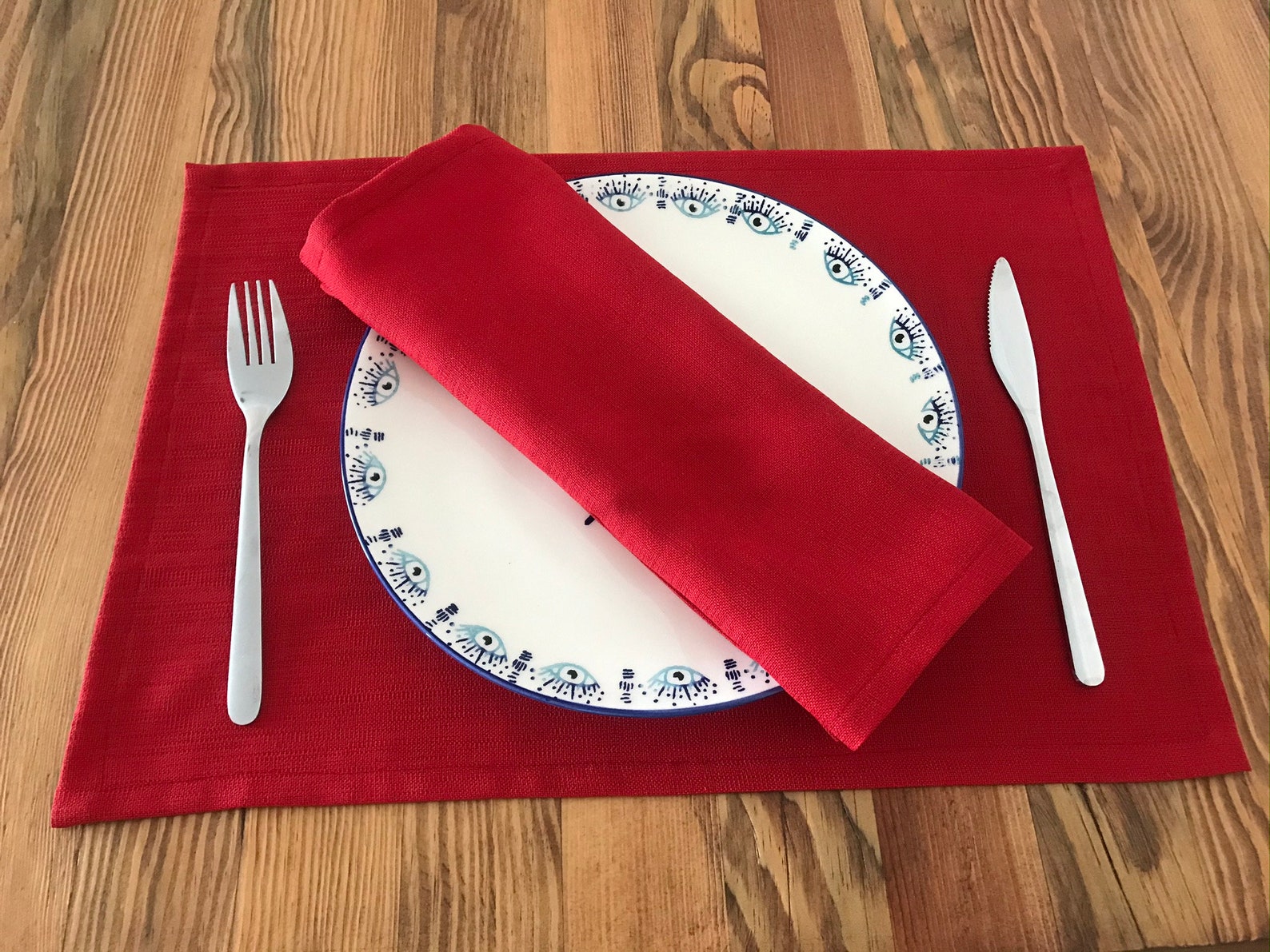Fabric Placemat Red Placemat Modern Placemats Washable Etsy