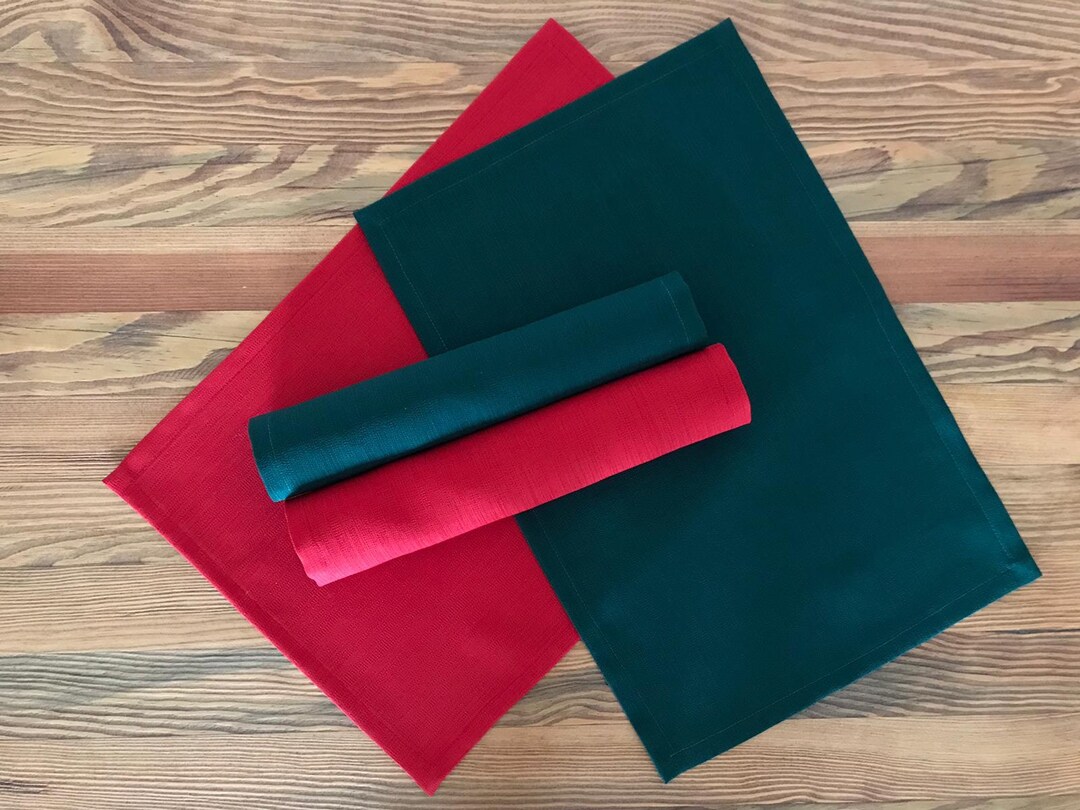 Fabric Placemats, Placemat Set of 6, Dining Table Mats, Red Table Mat