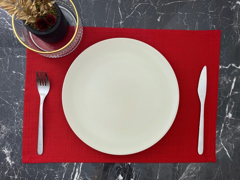 Fabric Placemat Red Placemat Modern Placemats Washable Etsy