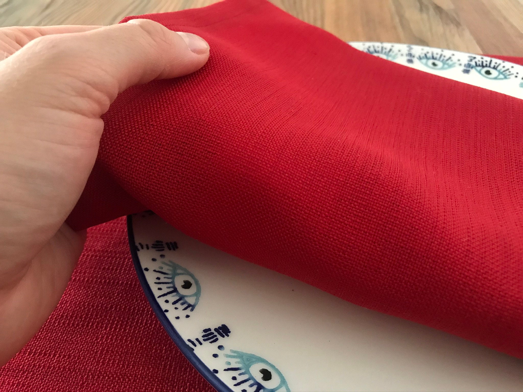 Fabric Placemat Red Placemat Modern Placemats Washable Etsy