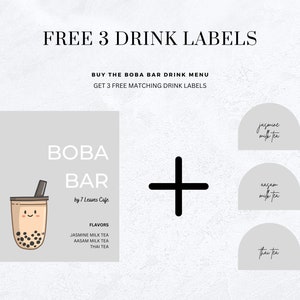 Boba Menü, Boba Getränke Menü, Boba Bar Getränke Menü, Boba Getränke Menü Vorlage, Bubble Tea Getränke Menü, Bubble Tea Menü, Hochzeit Boba Menü Zeichen