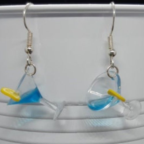 Martini Glasses Earrings With Olive and a Pimento Free US Etsy
