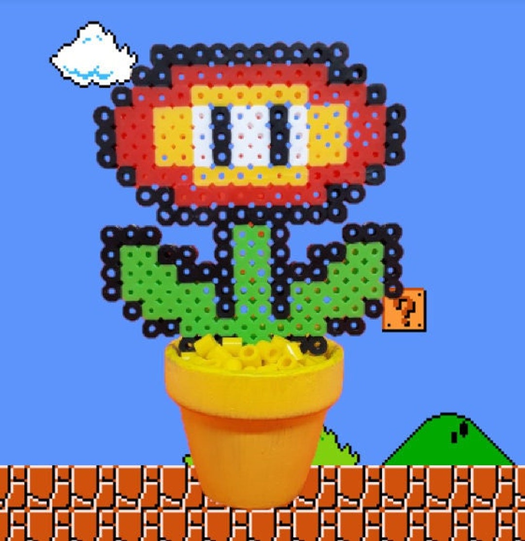 8bit Super Mario Bros Fire Flower Perler Plant Etsy