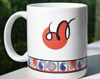 Abstract Art Coffee Mug, Modern Ceramic Mug with Colorful Design