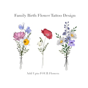 Color Birth Flowers Bouquet, Digital Birth Month Flower Bouquet (Add upto 4 flowers)