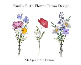 Custom Birth Flower Bouquet, Colorful Floral  (Digital Art Download)
