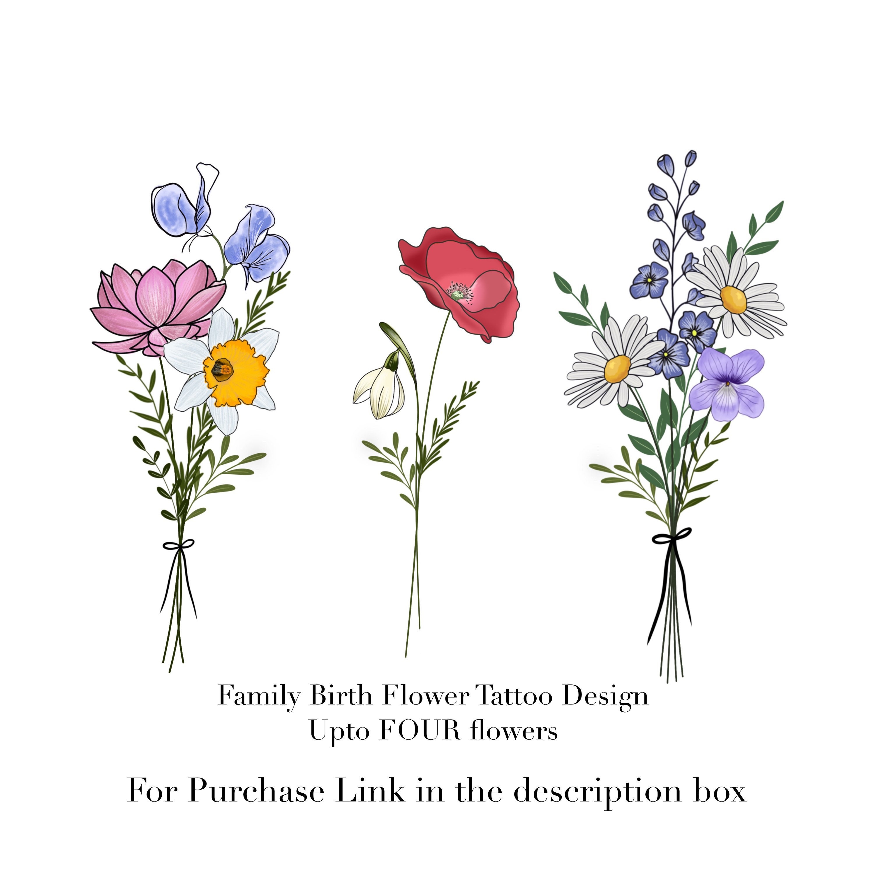 Buy Birth Flower Tattoo Design Family Birth Month Flower Add Online in  India  Etsy