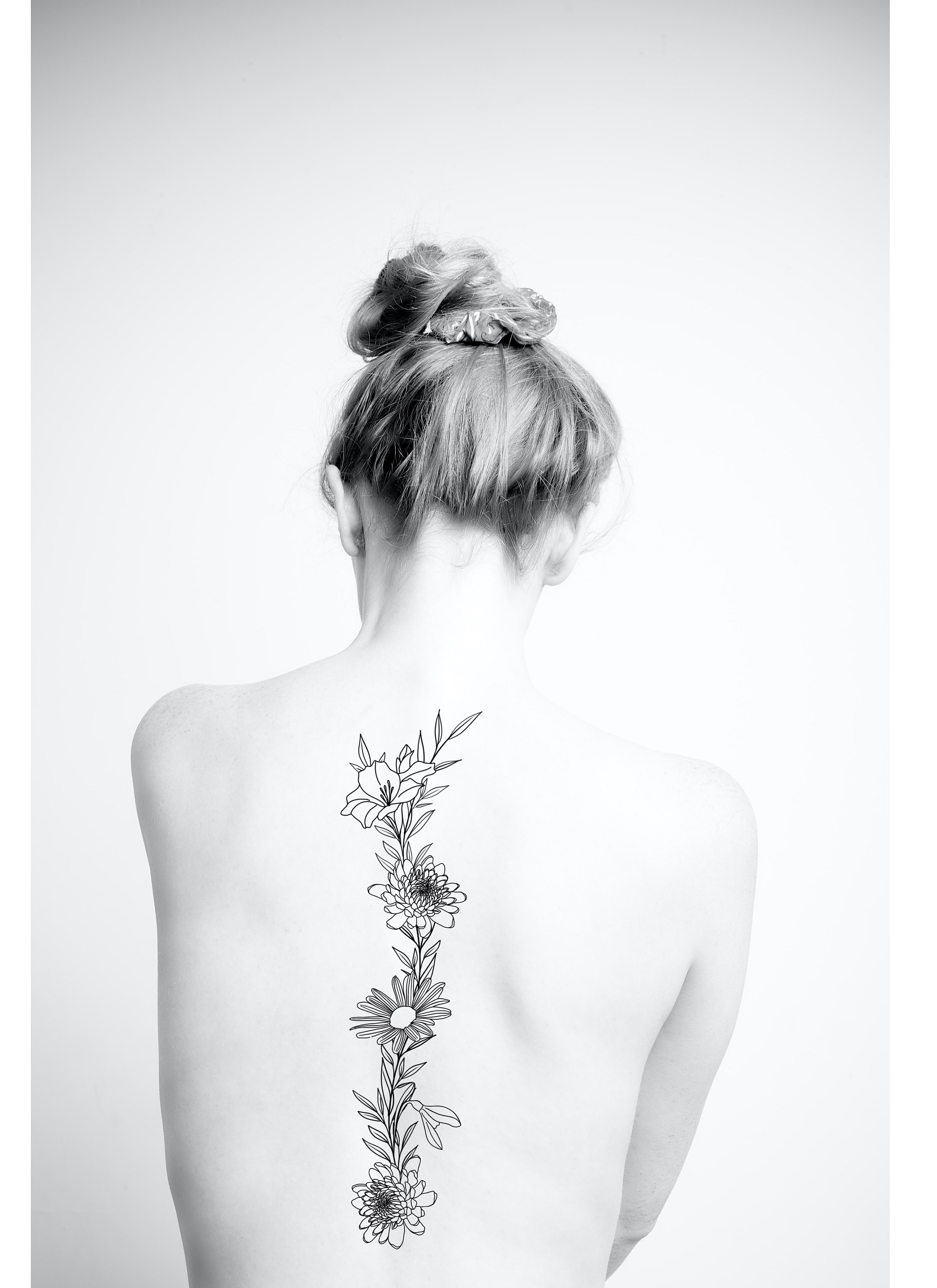 August Birth Flower Spine Tattoo Idea