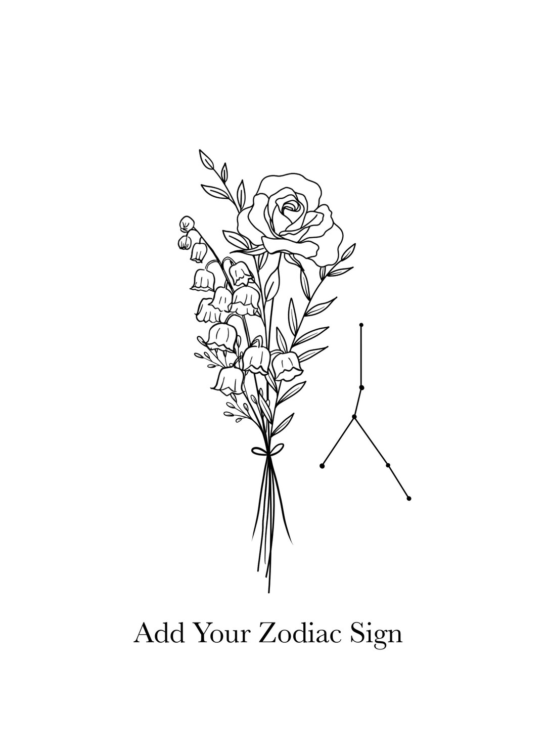 Zodiac Birth Flower Bouquet Zodiac Tattoo Design up to 3 - Etsy