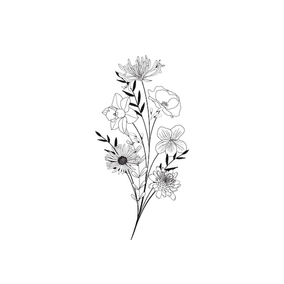 Conception de tatouage de fleur de naissance Fleur du mois de - Etsy France