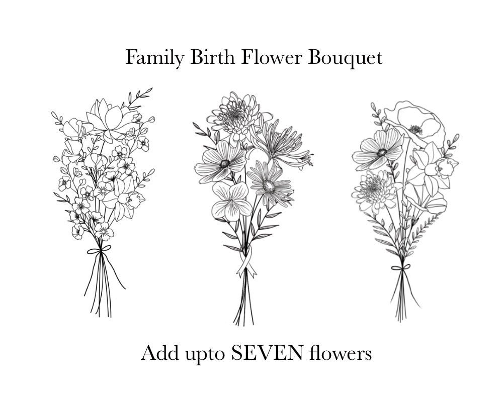 Buy Custom Birth Flower Bouquet Family Birth Month Tattoo Design Online in  India  Etsy