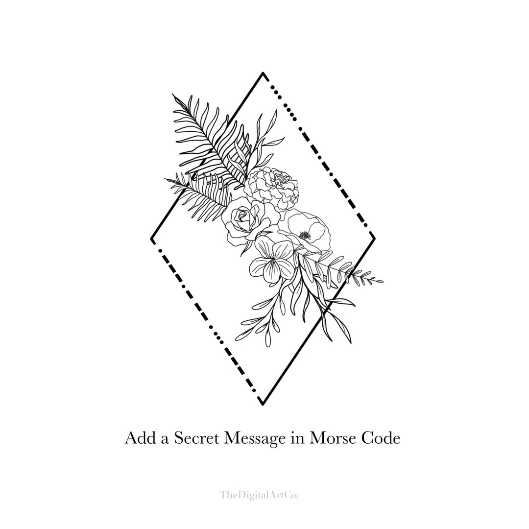 Birth Flower Tattoo Design With Morse Code Add Upto SIX - Etsy Canada Birth Flower Tattoo Design With Morse Code Add Upto SIX - Etsy Canada