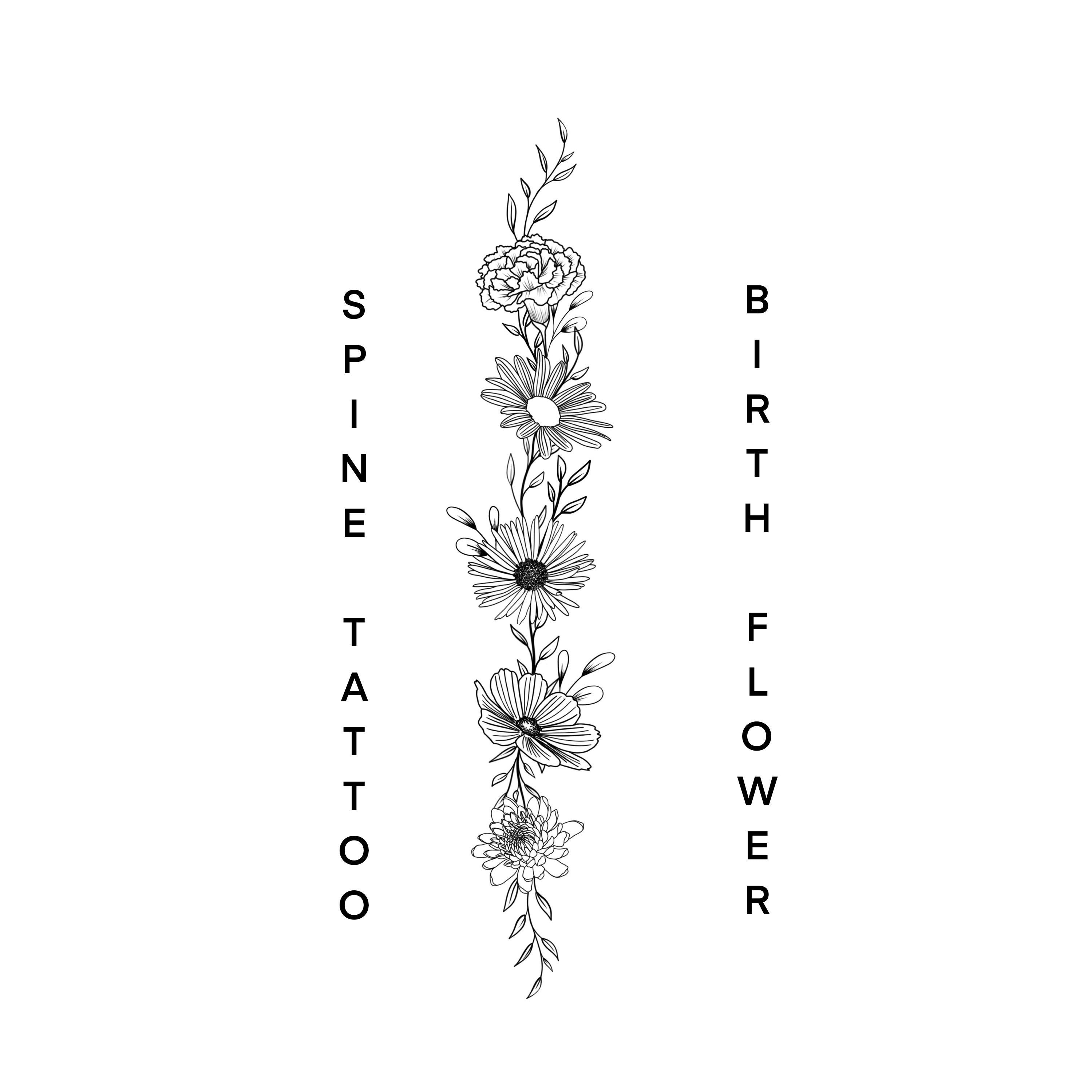 Floral Spine Tattoos for Women