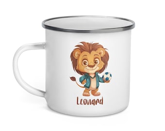Personalizable Cup Child's First Name Lion Mug Little Girl Boy Lunch Gift Christmas Birthday Tumbler Glass Metal Steel Ceramic