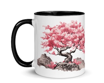 Mug Japan Geisha Flowers Cherry Tree Sakura Mountain Fuji Pagoda Landscape Nature Art Travel Cup Japanese Culture Ceramic Geek