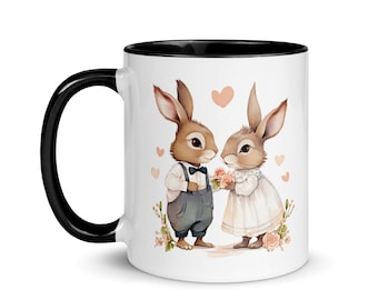 Mug Cup Rabbit Love Couple Fantasy Gift Valentine's Day Declaration Passion Wedding I love you Married Story Lovers Cute Romantic