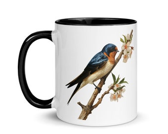 Mug Bird Swallow Cup Animal Nature Landscape Fantasy Original Gift Ornithology Flowers Coffee Tea