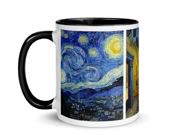 Van Gogh Starry Night Mug Terrace Evening Rhone Mug Coffee Tea Gift Flowers Painting Cypresses Wheat Sunflowers Poppies Irises