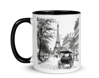 Mug Eiffel Tower Paris France Travel Souvenir Cup Monuments Drawing Romanticism Elegance Deco Coffee City of Lights Tea Gift Original Art