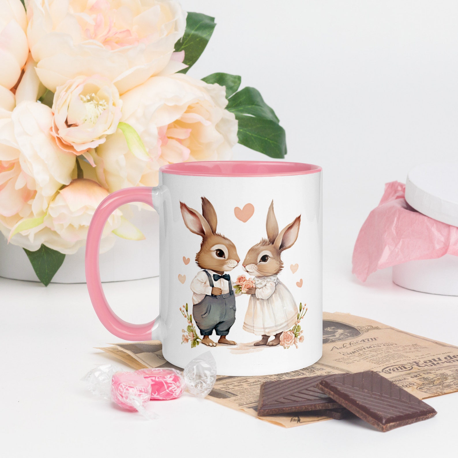 Married Rabbit Mug Cup Rabbit Love Couple Fantasy Gift Valentine's Day Declaration ...