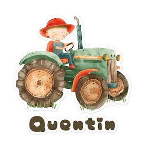 Adesivi personalizzati Personalizzabili Trattore Nome Bambino Camion Tazza Bambina Ragazzo Bicchiere Vetro Metallo Acciaio Pranzo Regalo di Natale