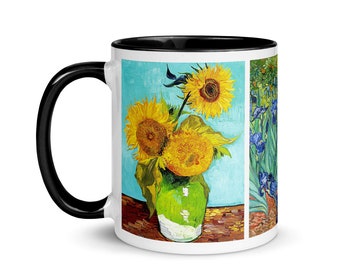 Van Gogh Mug Sunflowers Poppies Irises Coffee Mug Tea Gift Starry Night Evening Rhone Flowers Painting Cypress Olive Trees Wheat