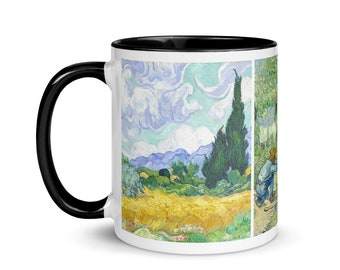 Van Gogh Mug Cypress Olive Trees Wheat Coffee Mug Tea Gift Starry Night Terrace Rhone Flowers Painting Sunflowers Poppies Irises