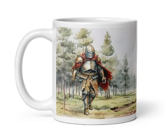 Mug Knight Dragon Fantasy Medieval Tea or Coffee Cup Gift Painting Tales Pattern Myths Legends Art