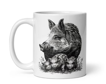 Mug Wild Boar Nature Deer Fox Forest Walk Hunting Hunter Animals Countryside Tea Coffee Original Mug Gift Colleague Man Woman Sow