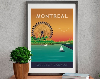 Affiche de la ville de Montréal. Imprimé sur papier de haute qualité. Affiche voyageur