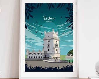 Lisboa night city poster