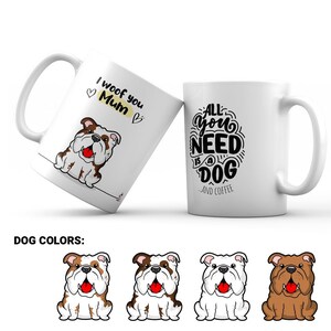 Taza de café Bulldog. Taza para los amantes de los perros. Taza para mamá perro. Taza de café para dogmums