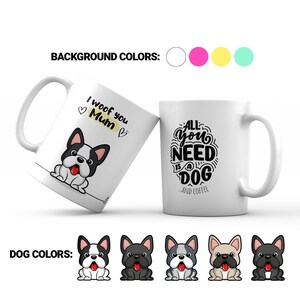 Taza de café de bulldog francés. Taza para los amantes de los perros. Taza para mamá perro. Taza de café para dogmums