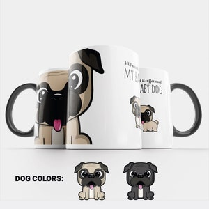 Taza de café Pug. Taza para los amantes de los perros. Taza para mamá perro. Taza de café para dogmums