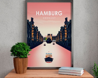 Hamburg poster. Printed in high quality paper. Traveller poster