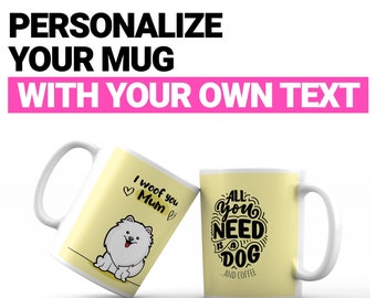 Dog Mug message personalisation addon. Change the default text of your mug.
