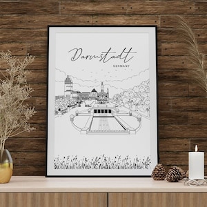 Manifesto di Darmstadt. Stampato su carta di alta qualità. Poster di viaggiatori