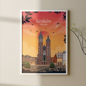 Kraków, Poland - Sunset city poster