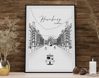 Hamburg poster. Printed in high quality paper. Traveller poster