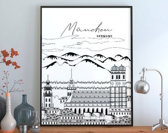 Munich poster. Printed in high quality paper. Traveller poster