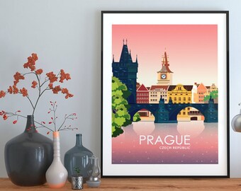 Prague poster. Printed in high quality paper. Traveller poster