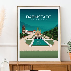 Manifesto di Darmstadt. Stampato su carta di alta qualità. Poster di viaggiatori