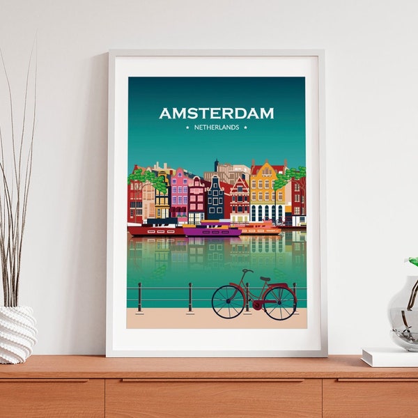 Amsterdam poster. Printed in high quality paper. Traveller poster