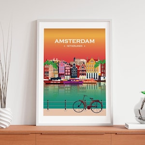 Amsterdam poster. Printed in high quality paper. Traveller poster