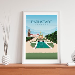 Manifesto di Darmstadt. Stampato su carta di alta qualità. Poster di viaggiatori