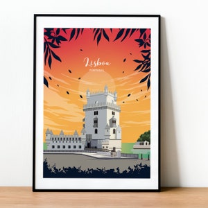 Lisboa sunset city poster