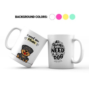 Taza de café Rottweiler. Taza para los amantes de los perros. Taza para mamá perro. Taza de café para dogmums